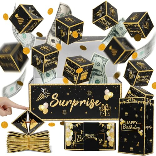 Jacyan Überraschungsgeschenkbox, Explosion für Geld, Bargeld, Geburtstag, Sparbüchse, explodierende Geschenkbox, Geldüberraschungsbox, Explosion, Party-Geschenk, Überraschung, 12 Faltschachteln, Set