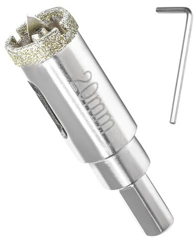 Qjaiune Scie-cloche diamant de 20 mm avec foret pilote, profondeur de coupe de 4,5 cm, scie-cloche pour verre, carrelage, céramique, marbre, granit, fibre de verre, porcelaine, quartz