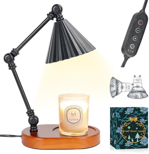 HuBeiChuangXiang Candle Warmer Lamp, Electric Candle Warmer with Timer Adjustable Candle Warmer Lamp for Scented Candles for Bedroom Home Office (B)