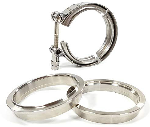 3.0 V Band Clamp + Male Female Flanges Kit Stainless Steel for Exhaust Tube