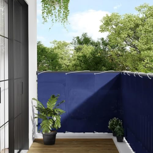 vidaXL Balkon Sichtschutz, Balkonbespannung mit Ösen Seil, Wasserfeste Balkonabdeckung, Balkonverkleidung für Balkon Terrasse, 120x800cm Blau 100% Polyester-Oxford