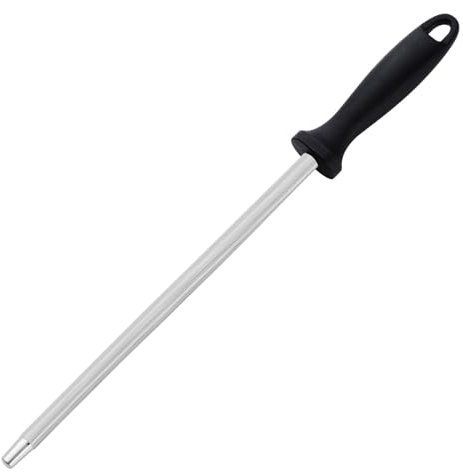 BEWOS 26 CM Honing Steel/Knife Steel,Honing Rod,Knife Steel with Non-Slip Handle, Professional Carbon Steel Sharpening Rod for Home Use,Knife sharpeners Ideal for Kitchen Knives, Japanese Knives