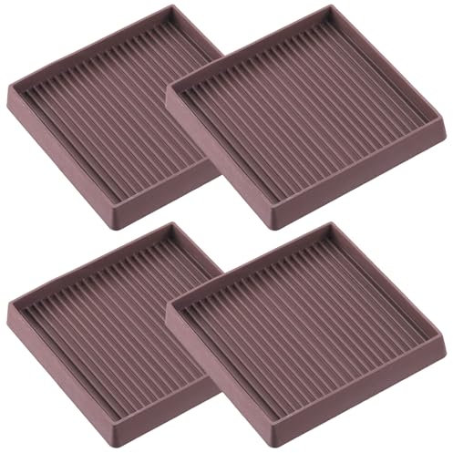 Keadic Anti-Rutsch-Gummi-Rollen Tassen Sortiment Set, Runde und quadratische Anti-Rutsch-Bein Untersetzer Bodenschutz Möbel Pads für Klavier Sofa Bett Stuhl Couch Stopper (4 * 4 Zoll, Square-Braun)