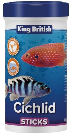 King British – Cichlid Floating Sticks, 80g – For Medium to Large-Sized Ornamental Cichlids – Multi-Vitamin Complete Food – Mid-Water Floating Formula – Helps to Maintain a Healthy Immune System