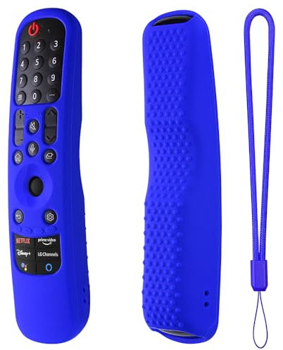 Custodia protettiva in silicone per telecomando TV LG MR21GA, MR21GN, MR21GC, MR22GA, MR22GN, MR22GC, MR23GA, MR23GN, MR23GC, antiscivolo, antiurto, con cordino (blu)