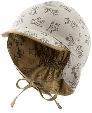 Sterntaler Wende Schirmmütze Safari - Wendemütze aus Baumwolle mit Allover Print - UV-Schutz 50+ Sommerkappe - Jungen Hut zum Binden -Baby und Kinder Kopfbedeckung- lichtgrau, Größe 41