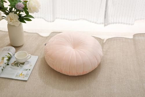 MolynnChic Bodenkissen, Meditationskissen, rund, große Bodenkissen, Sitzgelegenheit für Erwachsene, Samt, dicke Bodenkissen für Yoga, Wohnzimmer, Balkon, Outdoor, Tatami, 45,7 cm (Rosa)