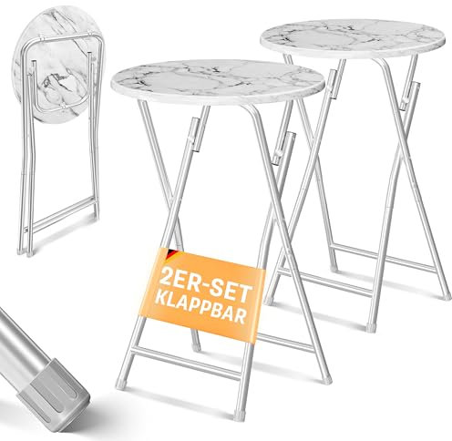 KESSER® Stehtisch 2er Set Bistrotisch mit PVC-Platte | Wetterbeständiger Klapptisch | 60cm / 110cm | Partytisch Tisch rutschfest | In- & Outdoor | Hochzeit Empfangstisch 4 Standfüße pulverbeschichtet