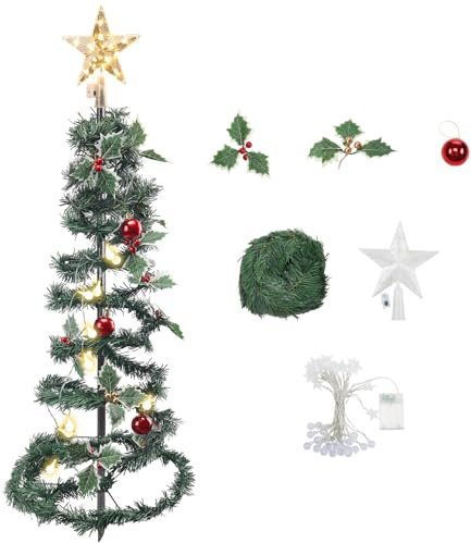 Alberi di Natale a Spirale per Esterni, 1,2 m Albero di Natale Illuminato per Giardino, Decorazioni Natalizie Luminose per Prato, Patio, Cortile o Giardino