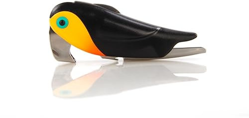 Qpractiko - Tire-bouchon Tucan | Design ergonomique en forme d'oiseau | Extraction facile et sûre | Matériaux durables | Lame de scie incurvée | Ouvre-tôle intégré, Acier inoxydable