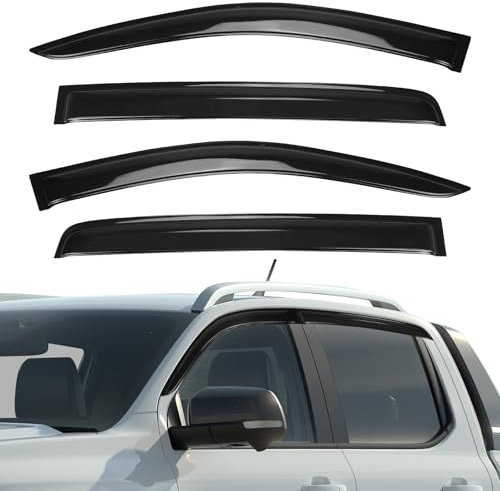 Windabweiser Regenabweiser Kompatibel mit Ford Ranger T9 2023-2024 Wildtrak Raptor Wildtrak X Platinum XL XLT Limited Tremor Doppelkabine Getönter Integrierte Deflektoren Set 4 Stück