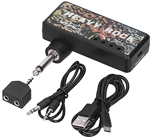 Zory Heavy Rock Metal E-Gitarren-Kopfhörer-Kopfhörerverstärker mit USB-Lade- und O-Kabel, Eingebauter Akku, für Musiker und Übungssitzungen