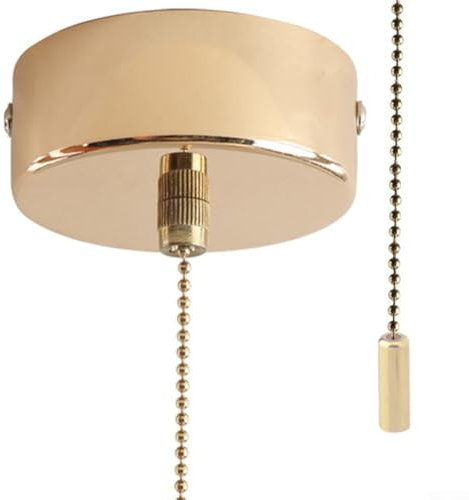 Zugschnur-Deckenschalter, Lichtschalter mit Kette, Badezimmer Zugschnur LichtSchalter,zugschalter Deckenzugschnur mit 200 cm langer Kette für Badezimmer (Gold)