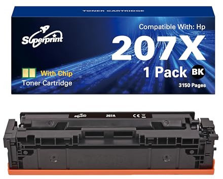Superprint 207X Tonerkartusche mit großer Kapazität Kompatibel für HP W2210X 207X Toner für Color Laserjet Pro M255dw MFP M282nw M283cdw M283fdw (Schwarz)