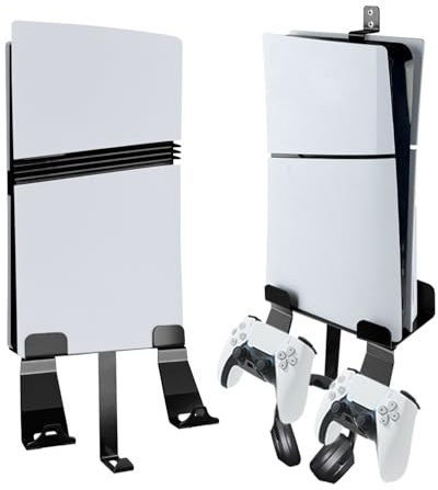 Chanvoo Metal Wall Mount for PS5/PS5 Slim/ PS5 Pro, Behind TV Wall Holder Bracket Kit Compatible with PS5/PS5 Slim Disc & Digital Edition Console (Black)