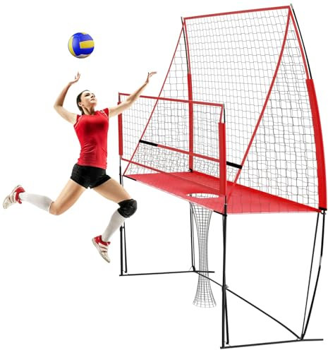 3-in-1 Tragbares Volleyballnetz: Höhenverstellbar, Faltbar mit Tragetasche, ideal für Garten, Strand und Rasen (Rot)