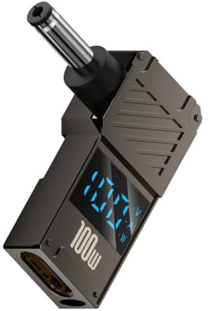 chenyang USB C auf DC Adapter, USB C Buchse auf DC 4,0x1,3mm Hohlstecker PD 100W Laptop Schnellladeadapter mit Wattanzeige