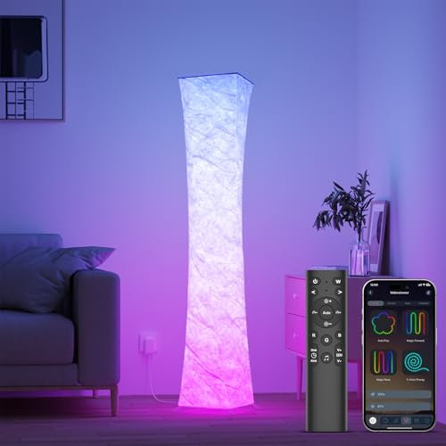 ANTENLICHT RGB Stehlampe Wohnzimmer Dimmbar 155 cm LED Stehleuchte mit Musik Sync, Farbwechsel Standleuchte, Eckleuchte, RGB Lampe für Wohnzimmer, Schlafzimmer, Spielzimmer, Fernbedienung/App Control