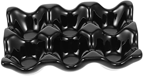 VINTORKY Keramik Eierhalter mit 6 Fächern Schwarzer Eierbehälter für Küche und Kühlschrank Modern Elegant Praktisch