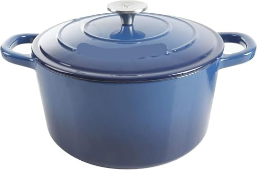 UBOHUZ Cocotte Cocottes Rondes en Fonte émaillée, 7 litres, cocottes résistantes au Four, Bleu pour Braisage, Ragoûts