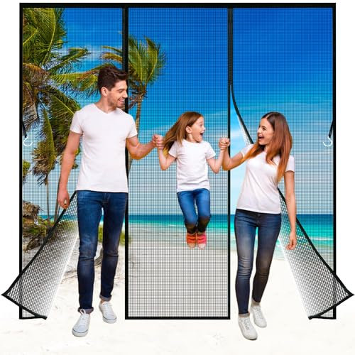 Zephra Fliegengitter Tür Magnet, 290x240 cm Insektenschutz Doppeltür Fliegengitter, Fliegengitter Balkontür Magnet Doppeltür für Schiebetür Balkontür Ohne Bohren Schwarz