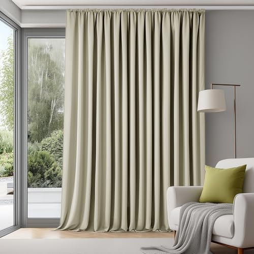 Deconovo Verdunkelnd Gardinen mit Kräuselband für Schiene Sichtschutz Beige | 1er Set, H 175 x B 280 cm, Thermogardine Wärmeisolierend, Wohnzimmer, Hitzeschutz, Sichtschutz, Wärmehaltung, Wohnzimmer Deko