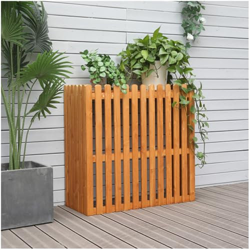 DVTFRUI Treated Wood Balcony Cover And Shelf: For Air Conditioner Unit, Housing, Plants And Decoration,Outdoor Air Conditioner Cover Private Decorative Fence,105x45x95cm