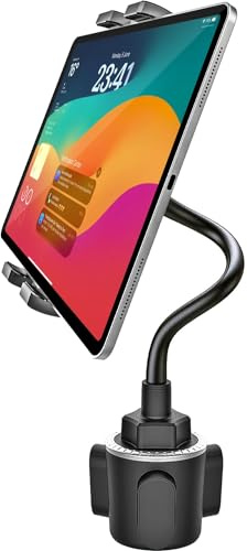 GDZN Porte-gobelet de voiture pour tablette - Pour iPad de 4,7 à 11 - Col de cygne - Avec bras réglable à 360° - Pour iPad Pro 11 Air Mini, Galaxy Tab, Kindle Fire HD, iPhone