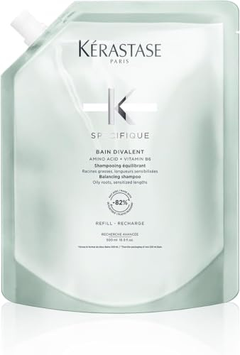 Kérastase Spécifique, Balancing & Clarifying Shampoo, Suitable for Oily Scalps & Damaged Hair, Bain Divalent, 500ml Refill