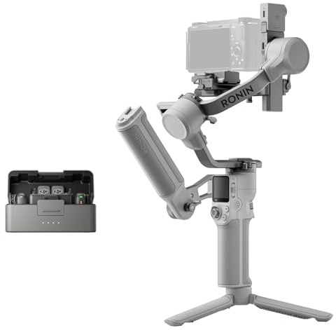 Bundle DJI RS 4 Mini + DJI Mic 3 (2 TX + 1 RX + Boîtier de Recharge), stabilisateur de nacelle, Suivi Intelligent, Microphone sans Fil, timecode intégré, Charge Rapide
