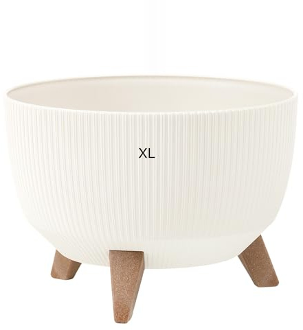 MELTOM Blumentopf Schale mit Füßen Einsatz Kräutertopf Übertopf Pflanzschale Eco Recycled (Creme, XL - 47 cm)