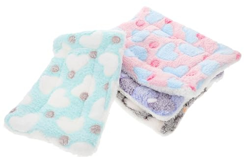 Coussin 4 Pièces pour Animaux, pour Hamster Chaud Tapis de Couchage | Style Adorable, Coral Fleece et Berber Fleece, Usage Intérieur pour Petits Animaux, Accessoire Lapin
