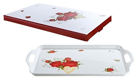 GILDE Tablett aus Melamin im Rosendesign, 37,5x23 cm