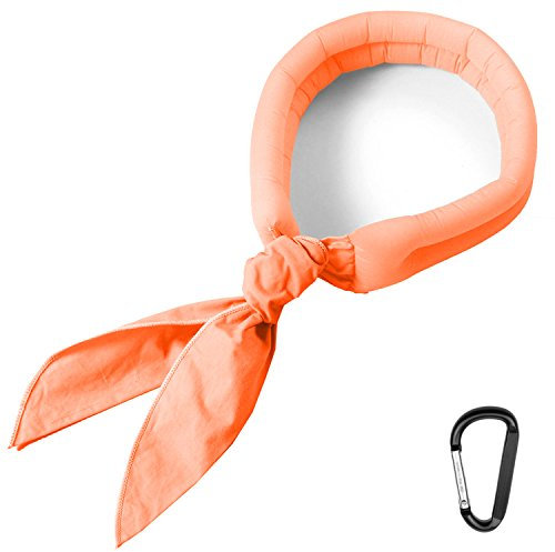 N-RIT Iceman kühlender Baumwoll-Schal, Kühl-Tuch, Multifunktions-Tuch, eiskalt dank High-Tech Polymer-Kristallen + Gear Karabiner (Orange)