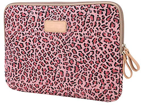 Leopard Print Laptop Notebook MacBook iPad Case Bag Sleeves, 14 Inch Cover Sleeve Bag for MacBook/Laptops/Notebooks/Ultrabooks/Netbooks,Red