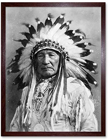 Wee Blue Coo Vintage Native American Dian Mountain Chief Art Print Framed Poster Wall Decor Kunstdruck Poster Wand-Dekor-12X16 Zoll
