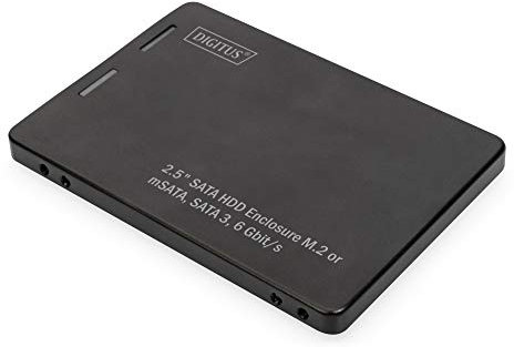 DIGITUS Adattatore disco rigido SATA da 2,5 per SSD M.2 o mSATA - Modulo M.2 tipo 2280, 2260, 2242, 2230 - mSATA Fullsize - SATA III - 6 Gbit/s - 520 MB/s velocità di lettura - Nero