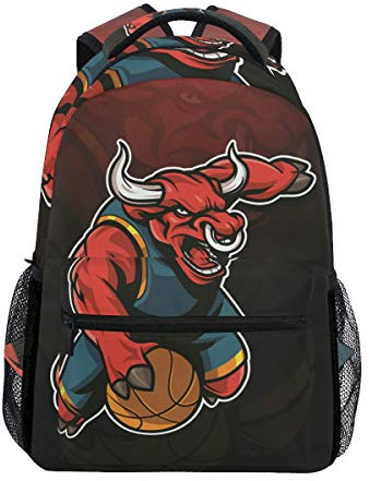 Bull Kuh Basketball Studentenrucksack Kinderrucksack Büchertasche Schülerrucksack mit Laptop Rucksäcke für die Reise Teen Mädchen Jungs