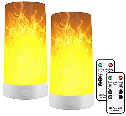 Hawofly LED-Flammeneffektlicht, 2er-Pack Flammenlampe, wiederaufladbares USB Flammenlicht mit Fernbedienung und Timer, realistisch tanzender LED-Flackerdocht mit Magnet für Thanksgiving, Weihnacht