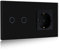BSEED Interruptor con Enchufe,2 Gang 1 Vía interruptor luz pared con Enchufe de pared,Negro Interruptor tactil de Luz pared con indicador LED,enchufes de extensión con panel de vidrio templado