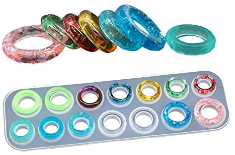 Eachbid Stampi Resina Stampo in Silicone a Forma di Anello Stampo in Silicone Trasparente per Creare Gioielli Fai da Te per Principiante