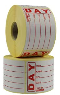 49x74mm Prepped Food Labels - Red Text Removable - Use By Roll - 500 Per Roll - Size: 49 x 75mm (2 Rolls, 1,000 Labels Total)