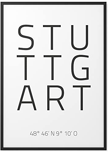 Papierschmiede® Geo Poster Koordinaten Stuttgart, A1 Stadt Poster als Wanddeko für Wohnzimmer Schlafzimmer Küche Esszimmer, Baden-Württemberg Schwabenland, Bild ohne Rahmen