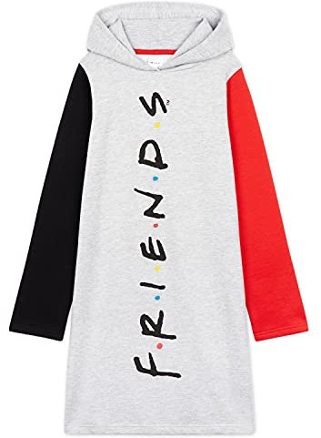 FRIENDS Hoodies for Girls & Teenagers Oversized Hoodie Dress or Open Shoulder Hooded Sweatshirt Soft Breathable Loungewear Activewear Gifts for Girls (11-12 Years, Grey)