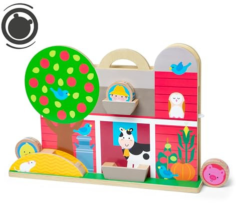 Melissa & Doug GO Tots La grange des roulés-boulés en bois avec 4 disques - Certifiés FSC