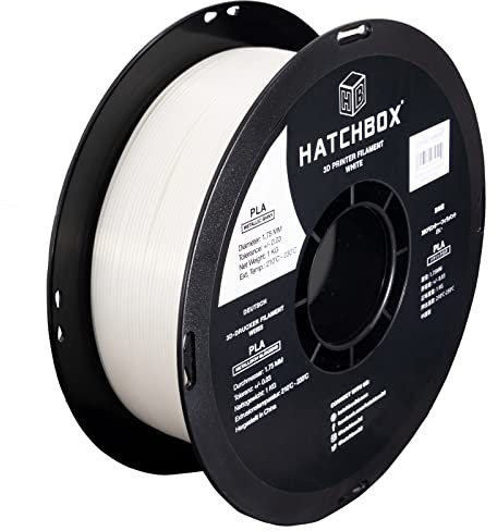HATCHBOX Metallic Finish PLA 3D Drucker Filament, Maßgenauigkeit +/- 0,03 mm, 1 kg Spule, 1,75 mm, Weiß