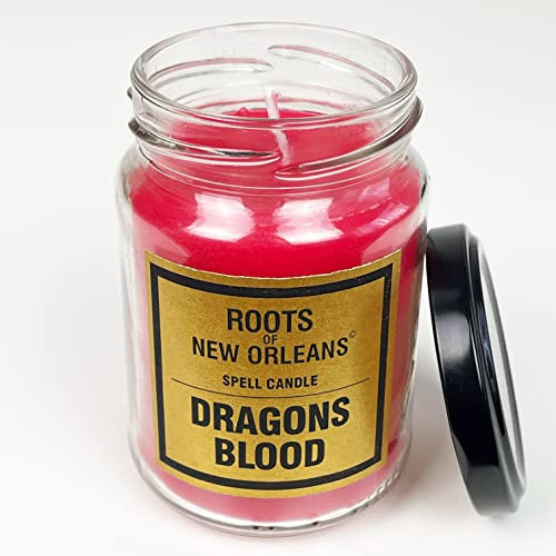 Roots Candle Dragons Blood - Magische Kerze im Glas mit detailierter Ritualanleitung - Negative Einflüsse bannen - Hoodoo, Voodoo, Conjure