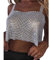Onsoyours Bling Strass Party Crop Top Fashion Solid Backless Straps Voll Diamanten Pailletten Cami Cropped Top für Frauen A Silber S