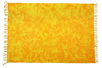 SAIVONA Pareo Sarong Strandtuch Damen - Wickelrock Strand - Handtuch Blickdicht als Wickeltuch oder Handtuchkleid und Wickelkleid Damen - Handarbeit aus Fair Trade Herstellung Batik Gelb Töne