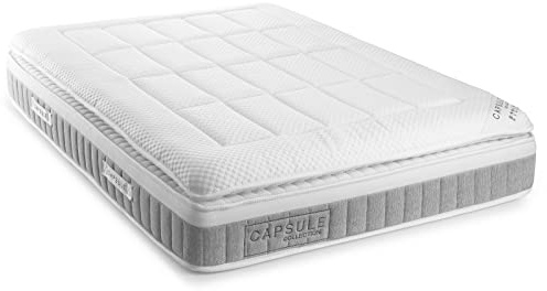 Julian Bowen Capsule 3000 Pillow Top Mattress - White Mattresses | 135cm/4ft6in Mattress for Double Beds, 25cm/9.8in Deep, Made in UK, 3,000 Pocket Springs, Pillow Top, Back Pain Relief
